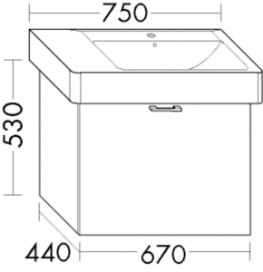 Waschtischunterschrank zu Keramag Keramik-Waschtisch Renova Nr.1 Plan 122175 und 122180