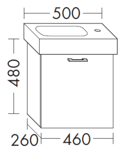 Waschtischunterschrank zu Optima L Keramik-Waschtisch 500 mm Hahnloch rechts