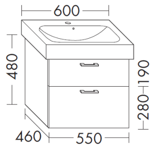 Waschtischunterschrank zu Optima L Keramik-Waschtisch 600 mm