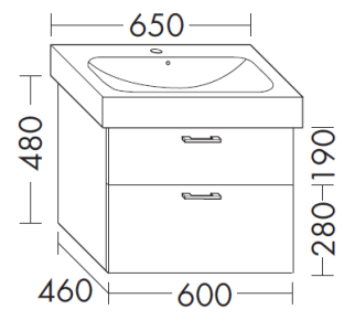Waschtischunterschrank zu Optima L Keramik-Waschtisch 650 mm