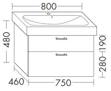 Waschtischunterschrank zu Optima L Keramik-Waschtisch 800 mm